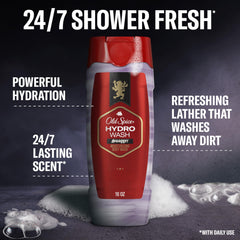 Old Spice Hydro Wash foaming lather delivering rich cleansing