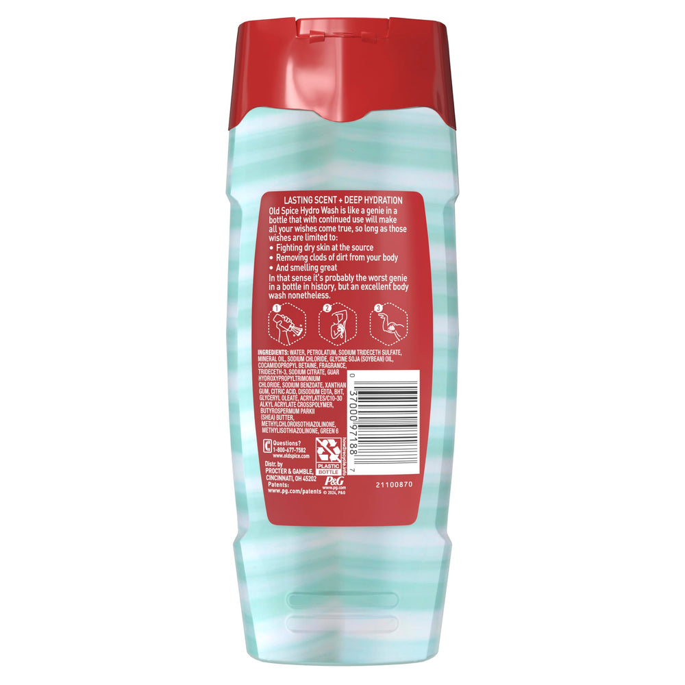Old Spice Hydro Wash 4-pack display on shelf for easy access.