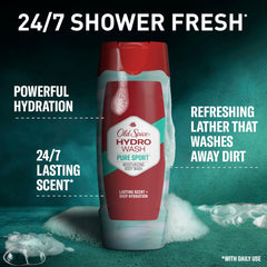 Old Spice Hydro Wash lather on hand shows hydrating formula.