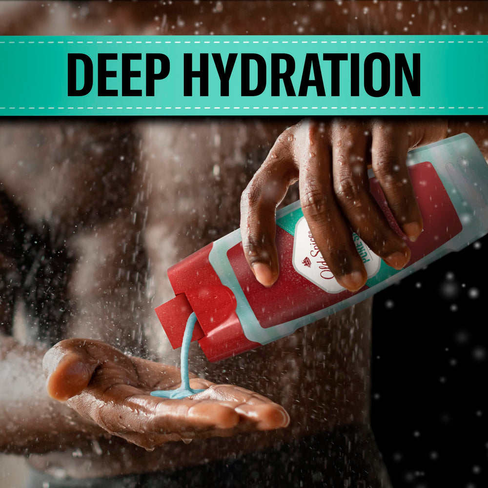 Old Spice Hydro Wash pour into hand creates a silky, refreshing lather.