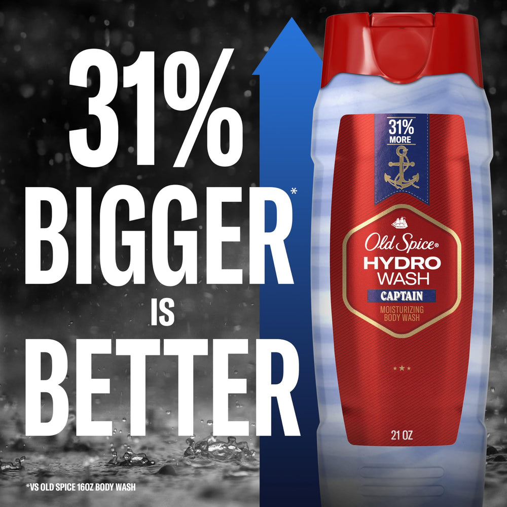 Old Spice Hydro Wash action showing lather washing away dirt