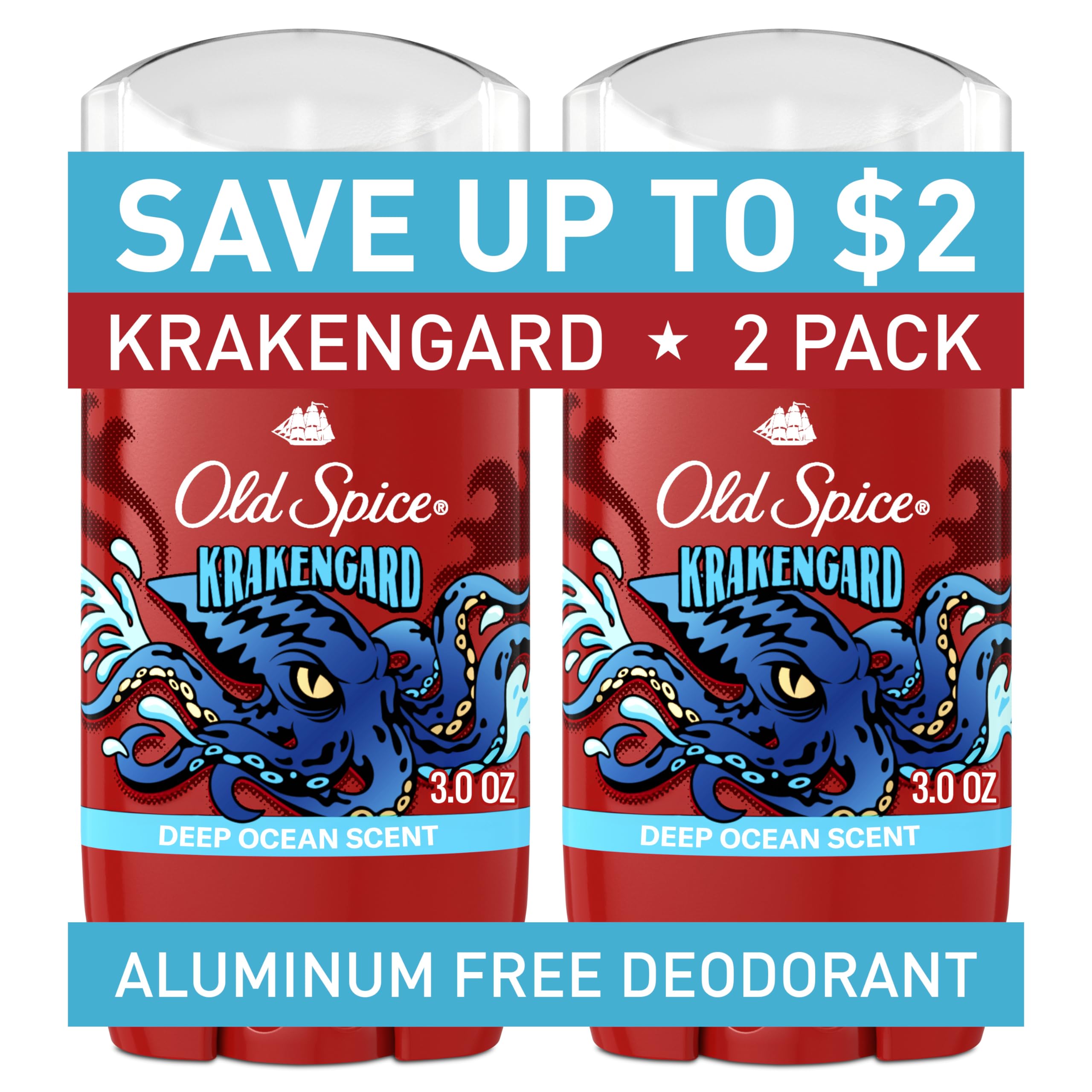 Old Spice Krakengard desodorante sin aluminio protege el olor 24/7.