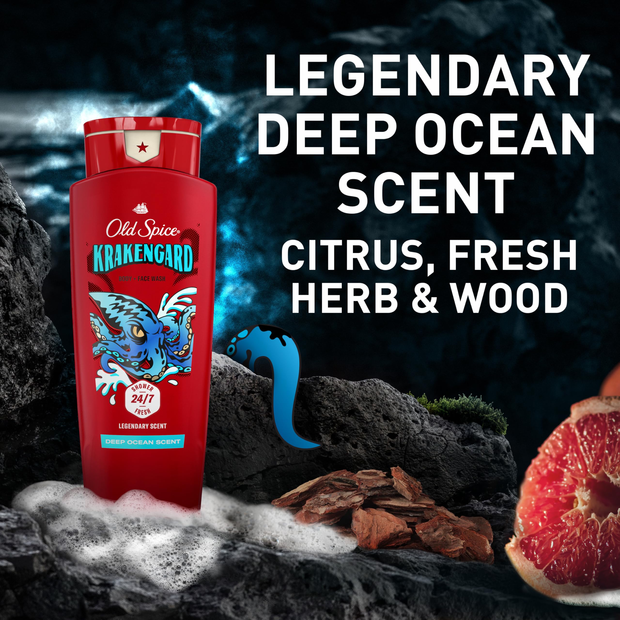 Old Spice Krakengard masculine fragrance note inspiring confidence in routine