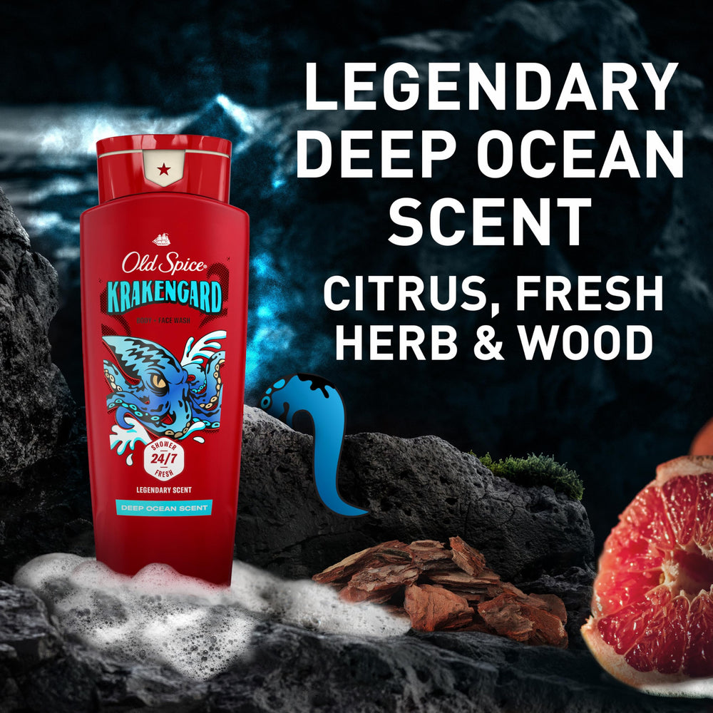 Old Spice Krakengard masculine fragrance note inspiring confidence in routine