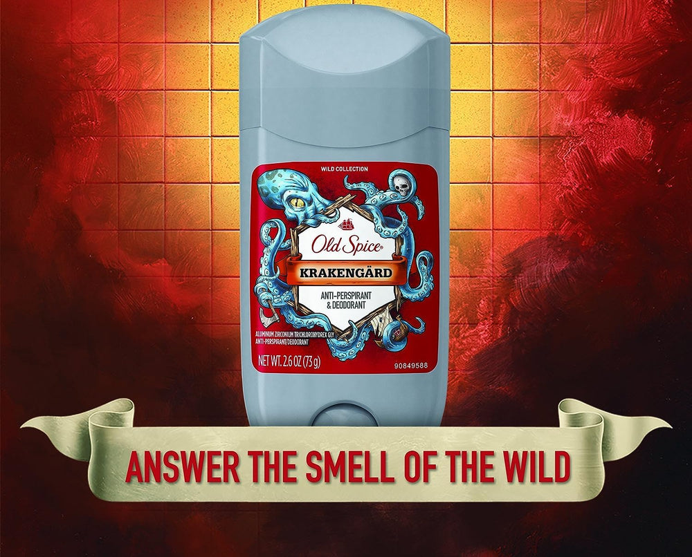 Old Spice Krakengard travel-size bottle hints on-the-go odor control.