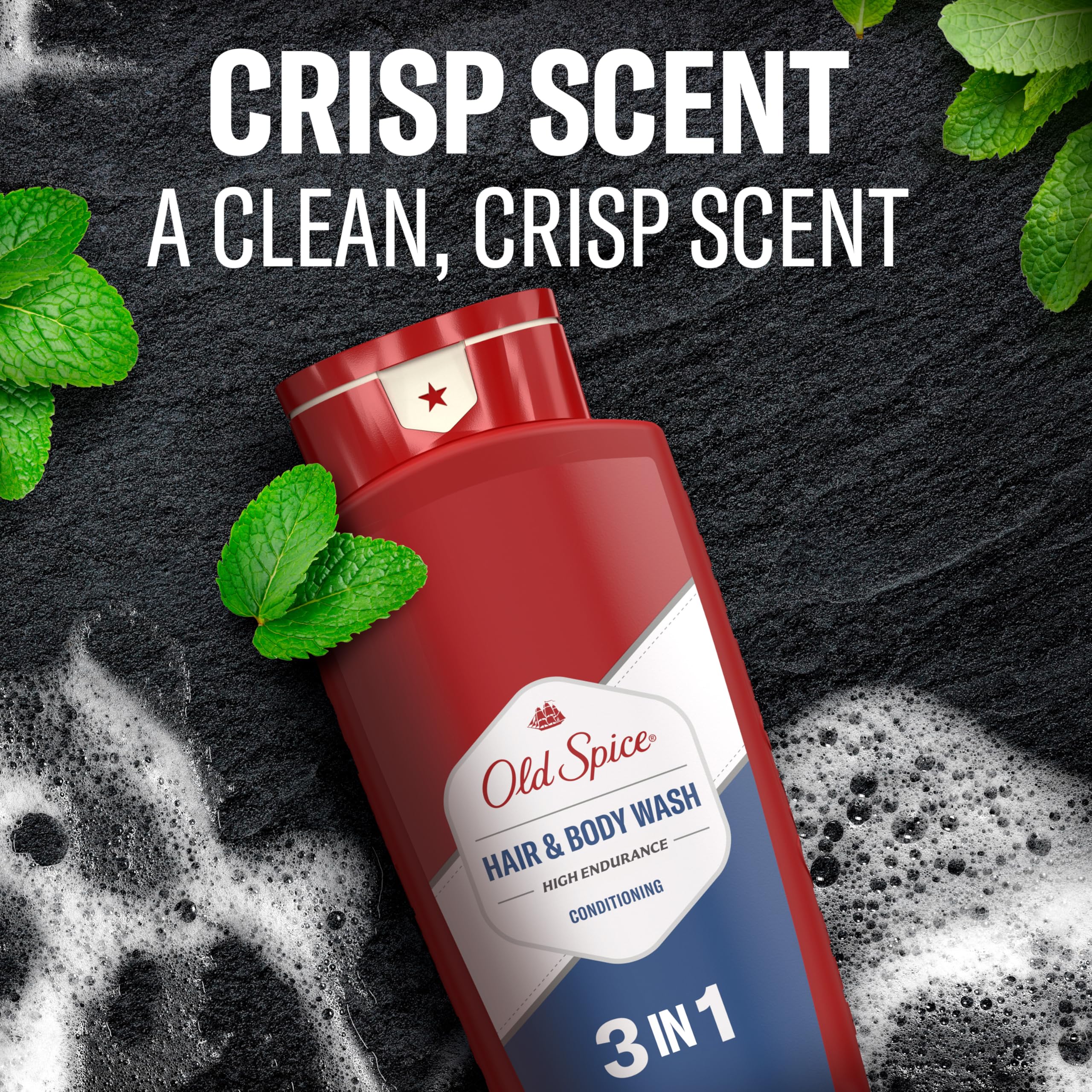 Old Spice label matte finish signals premium grooming product.