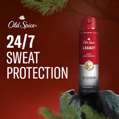 Old Spice Legacy scent bottle highlights a woody, enduring aroma