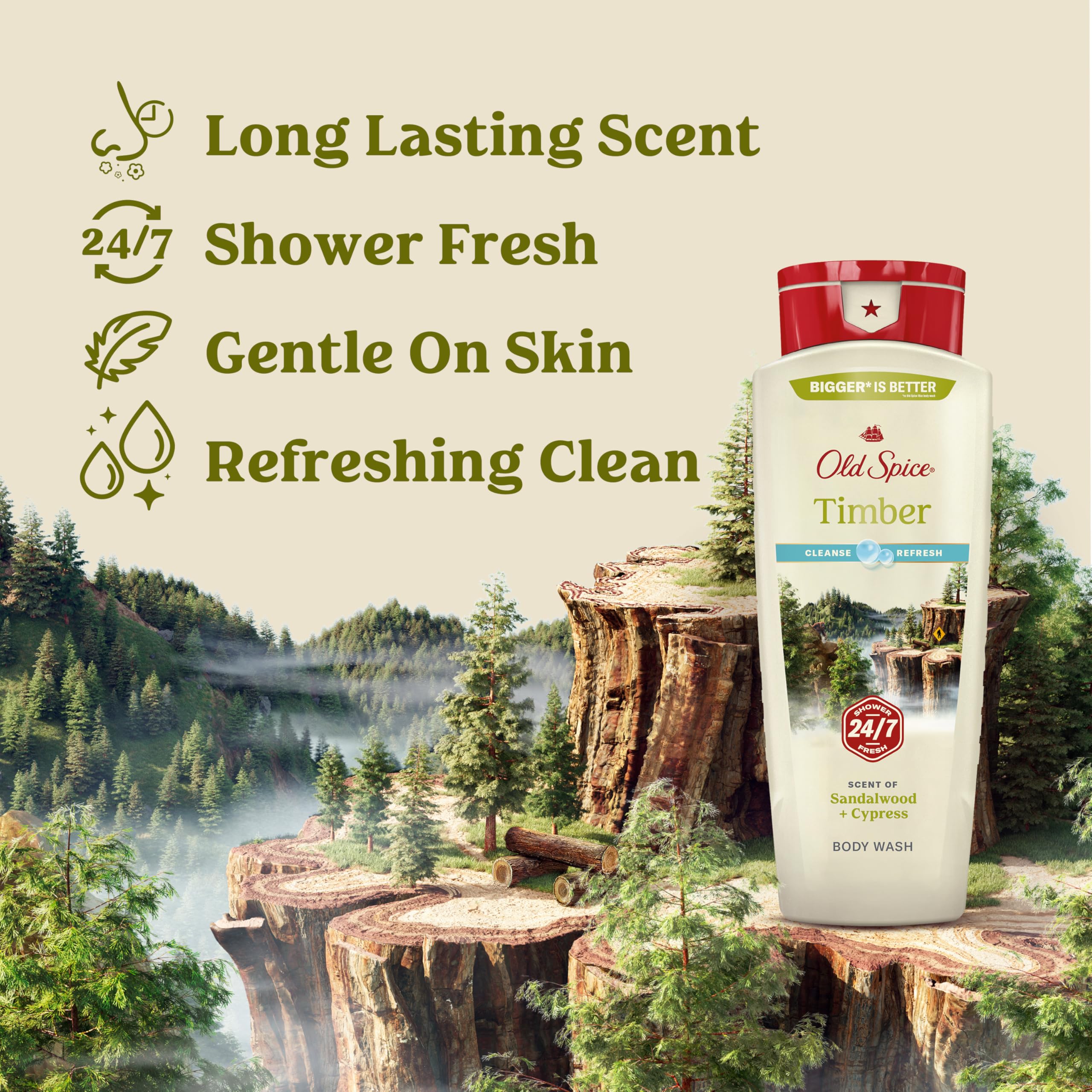 Old Spice body wash foam lather shows rich cleansing action.