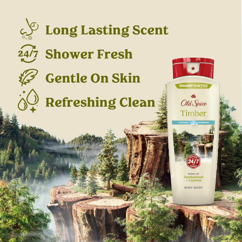 Old Spice body wash foam lather shows rich cleansing action.