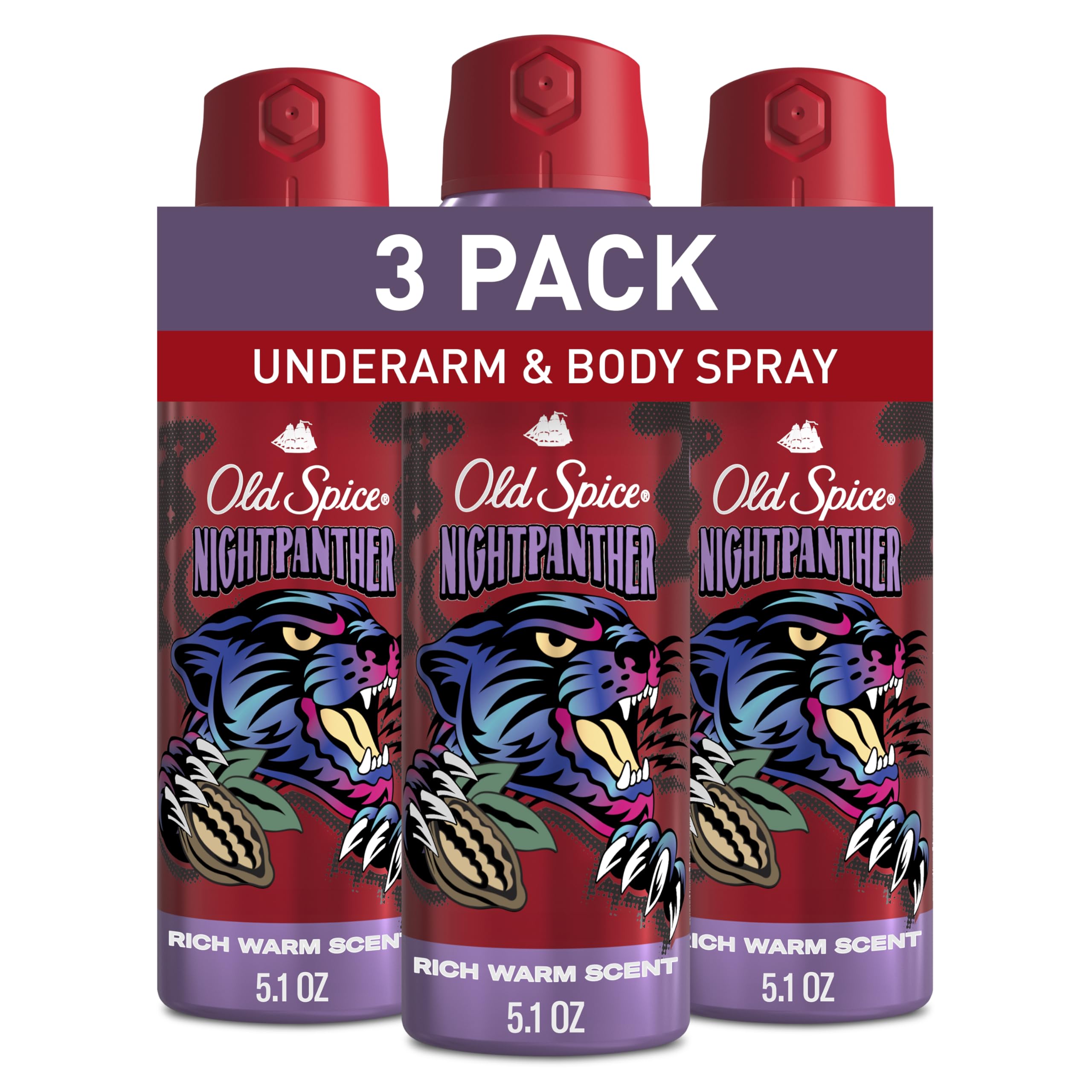 Old Spice Night Panther bottle with spray cap delivering daily long-lasting scent.