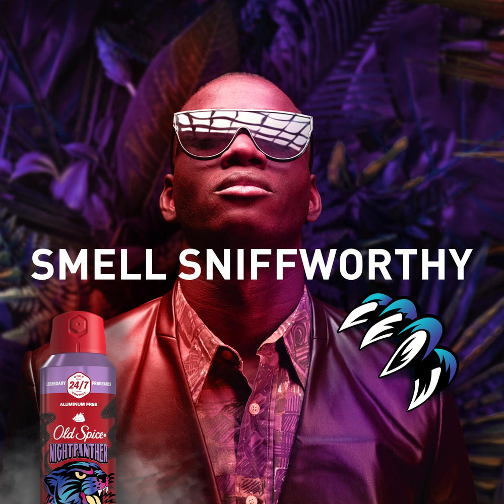 Old Spice Night Panther three-pack display communicates value.