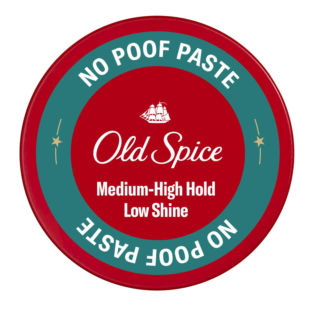 Old Spice No-Poof Paste botella para control del peinado y look definido.
