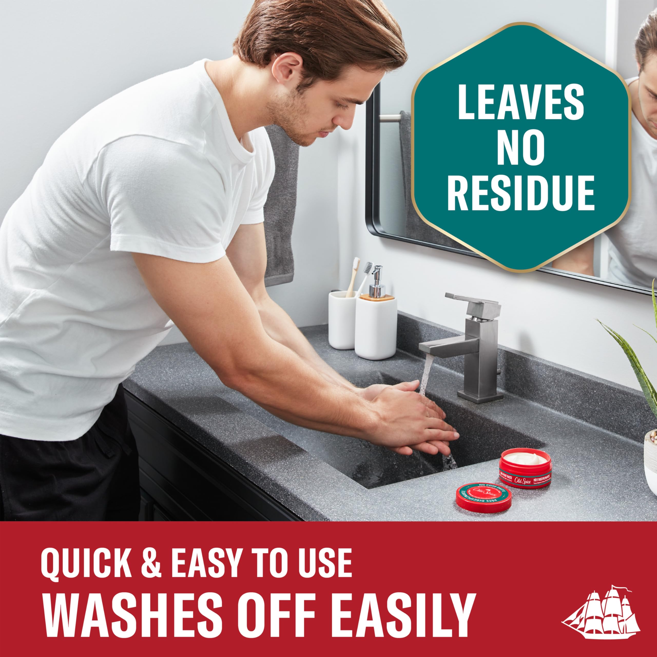 Textura mate de Old Spice No-Poof Paste para apariencia natural.