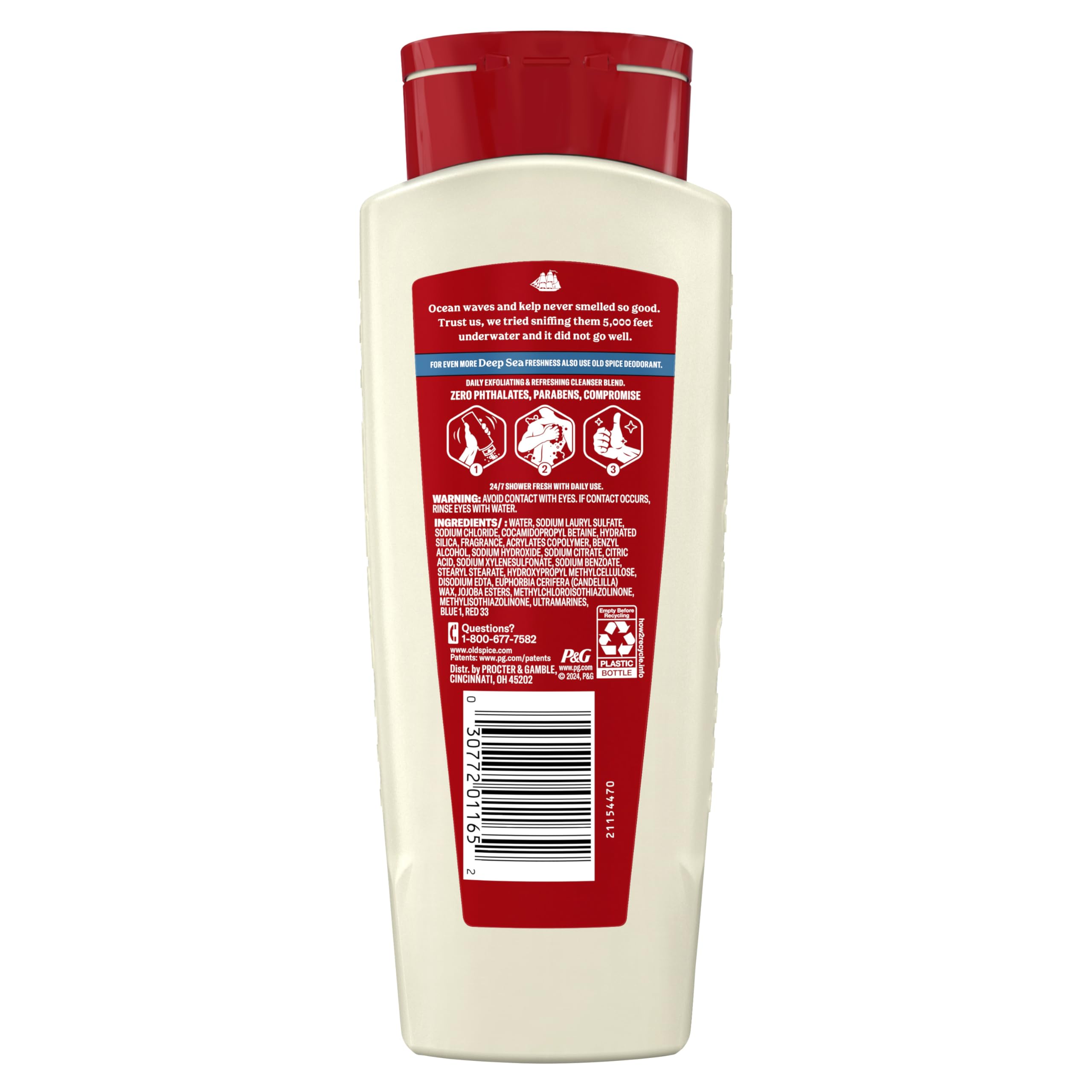 Old Spice Pack of Four bottles display communicates value and consistency.