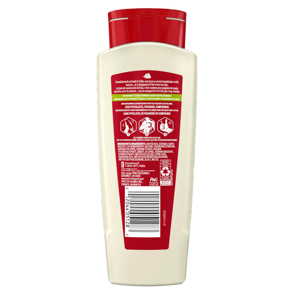 Old Spice packaging display highlights timber scent and pack-ready size.