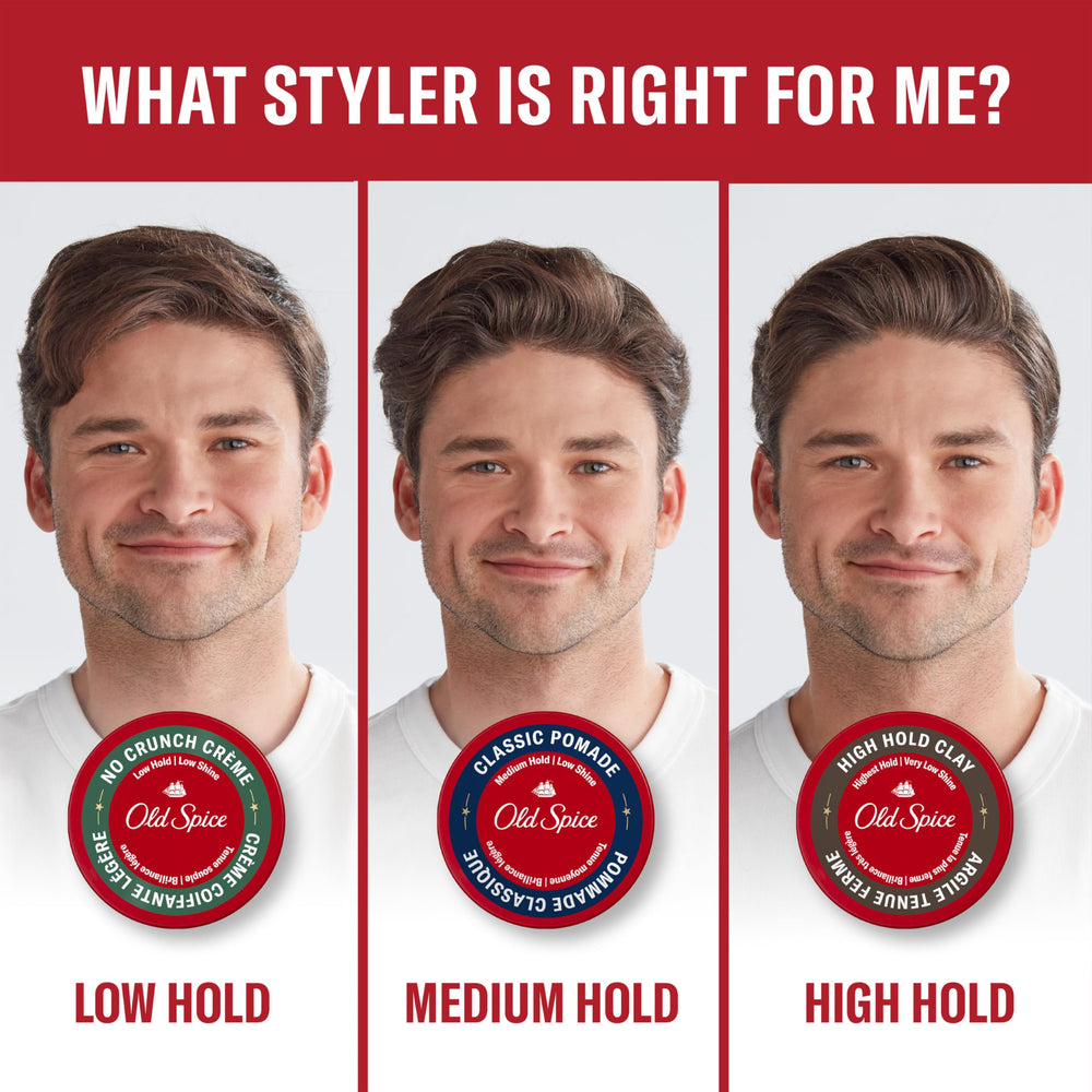 Old Spice Stay-In-Place, pasta de peinado uso-diario, practico para rutinas rapidas.