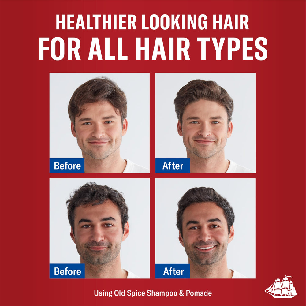 Aplicación en las manos de la pomada Old Spice para cabello masculino facilita peinado uniforme.