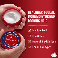 Old Spice pomada, cabello masculino con brillo bajo para un aspecto natural.