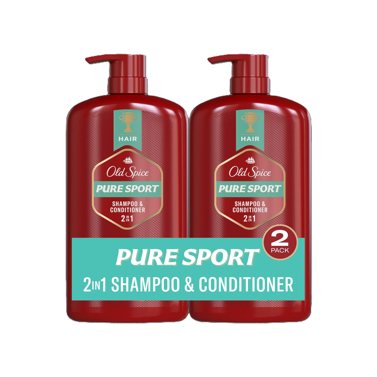 Old Spice Pure Sport 2 en 1, botella dos en uno, limpieza y aroma energizante
