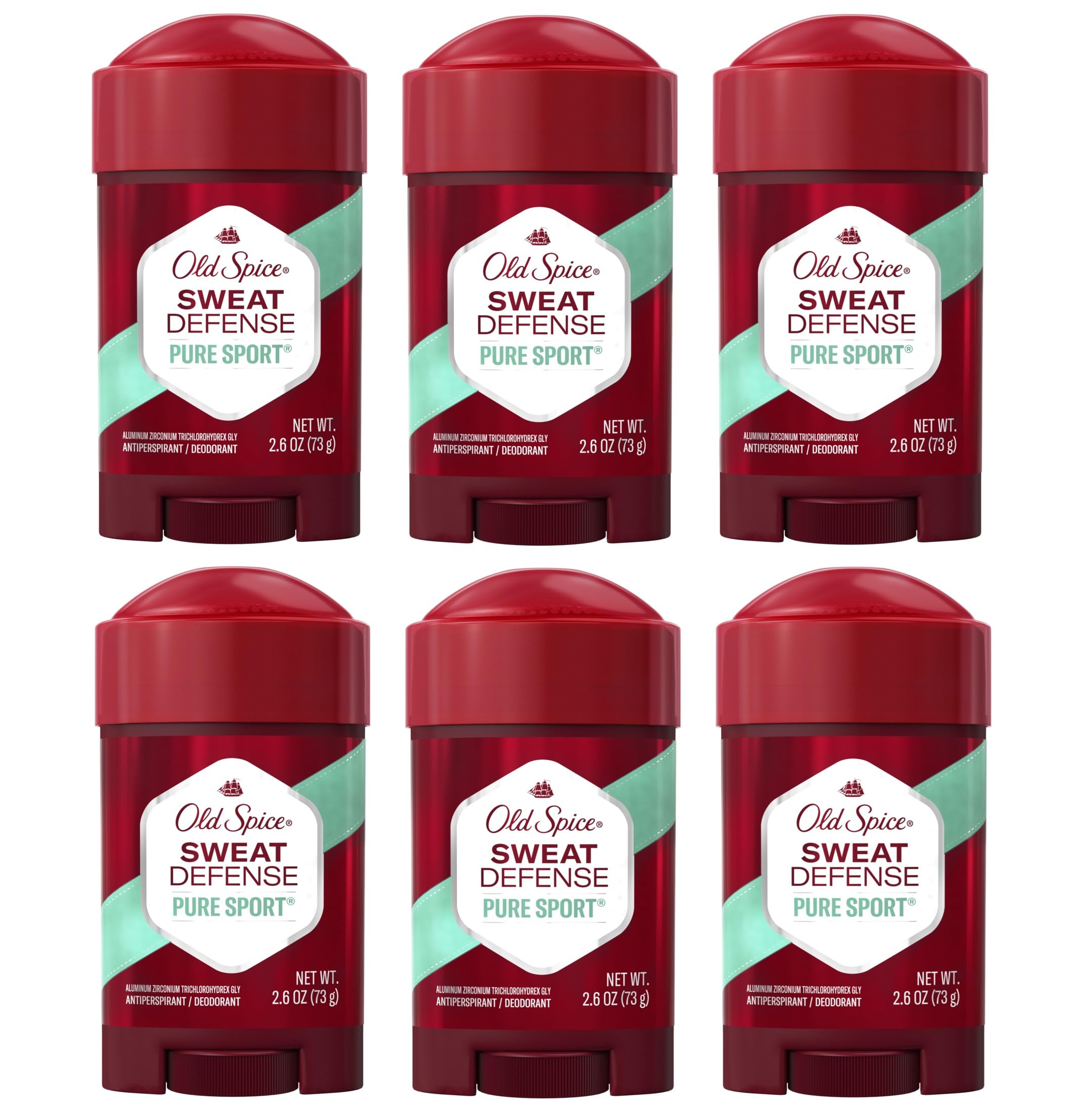 Old Spice Pure Sport Soft Solid six-pack box display for daily protection