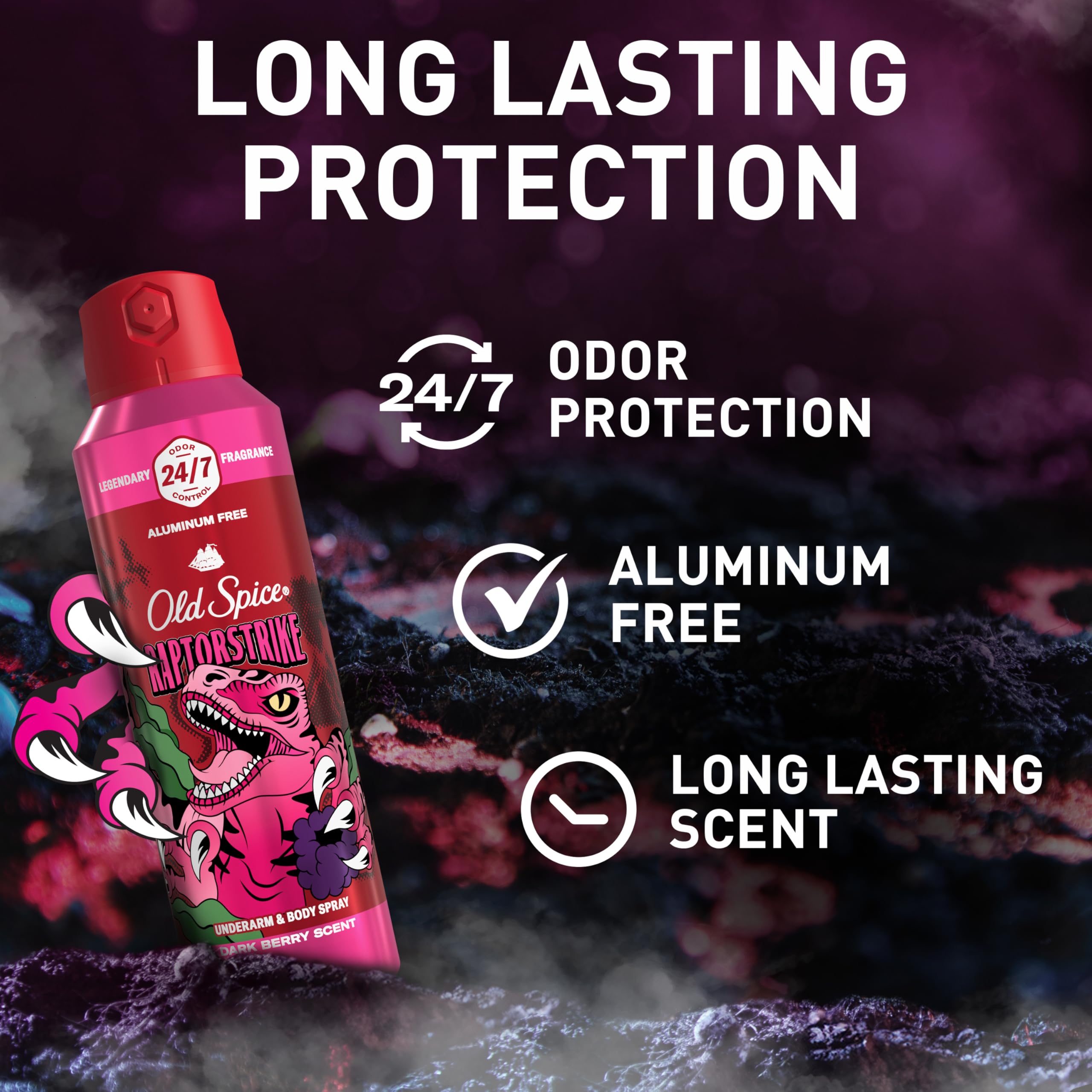Old Spice Raptorstrike, spray sin aluminio para hombres, combate olores desde la primera aplicación