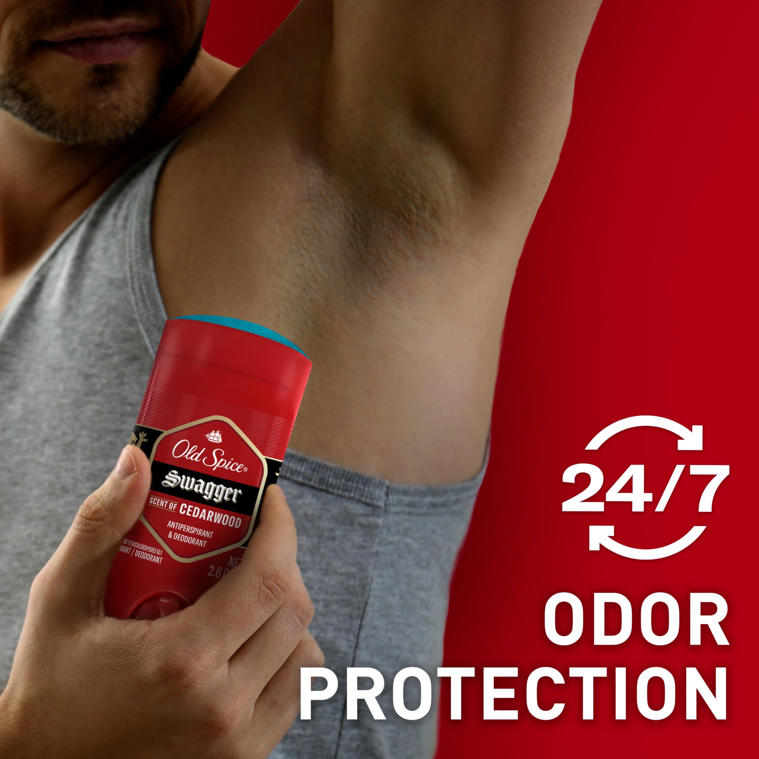 Old Spice Red Collection packaging shown with rugged masculine vibe for daily wear.