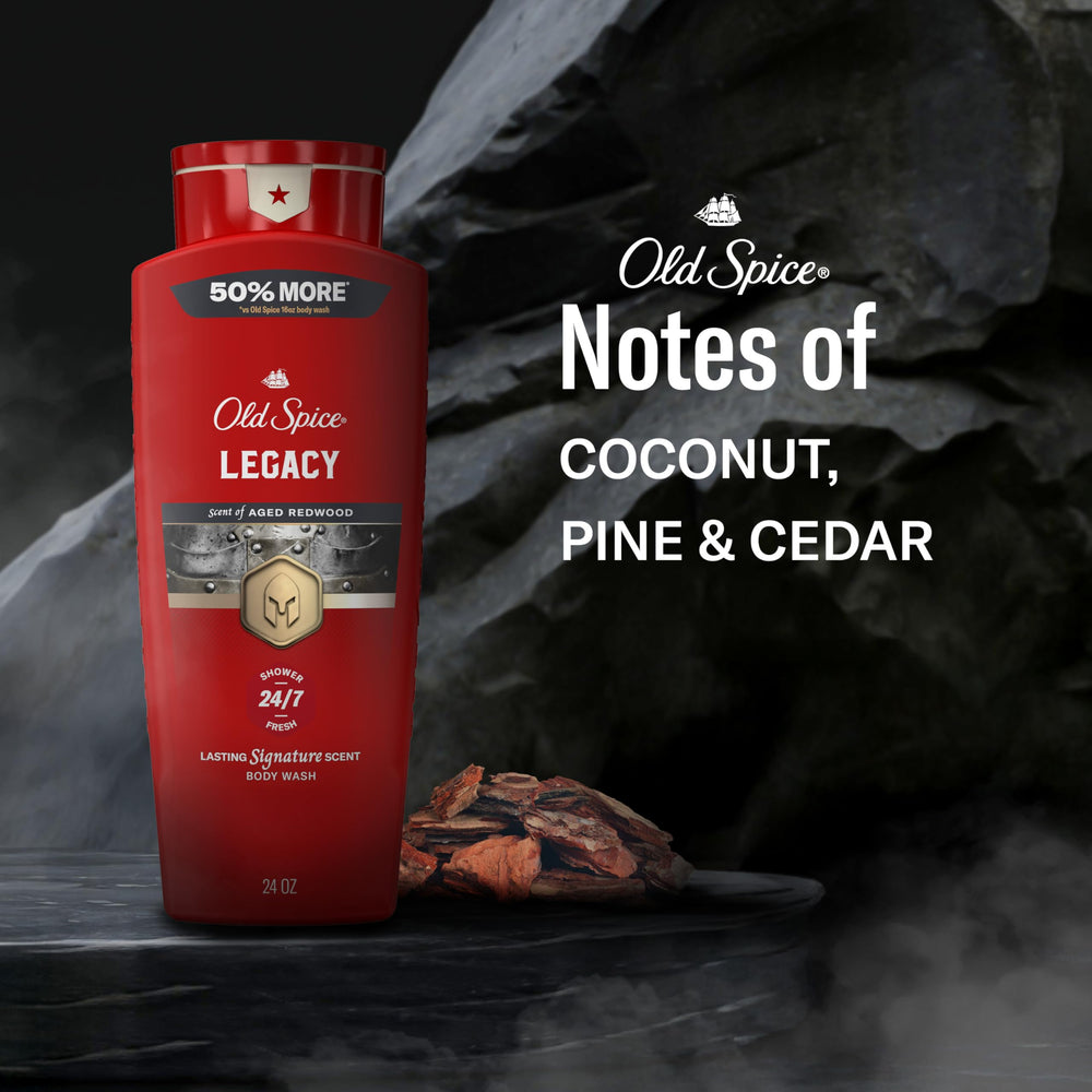 Old Spice Red Collection product demonstrates masculine scent during post-shower routine.