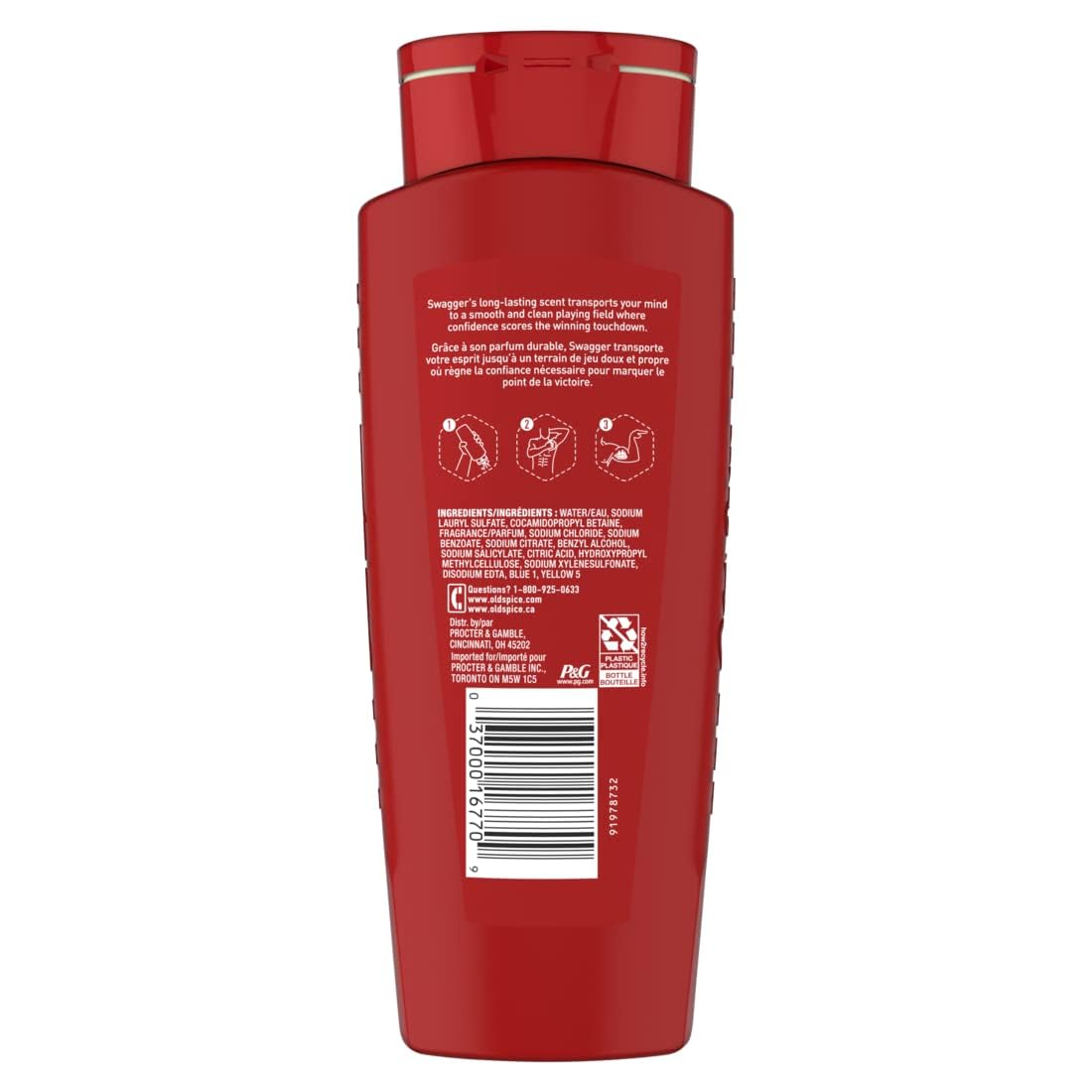 Old Spice Red Zone Swagger, espumosa textura, ducha vigorizante para despertar.