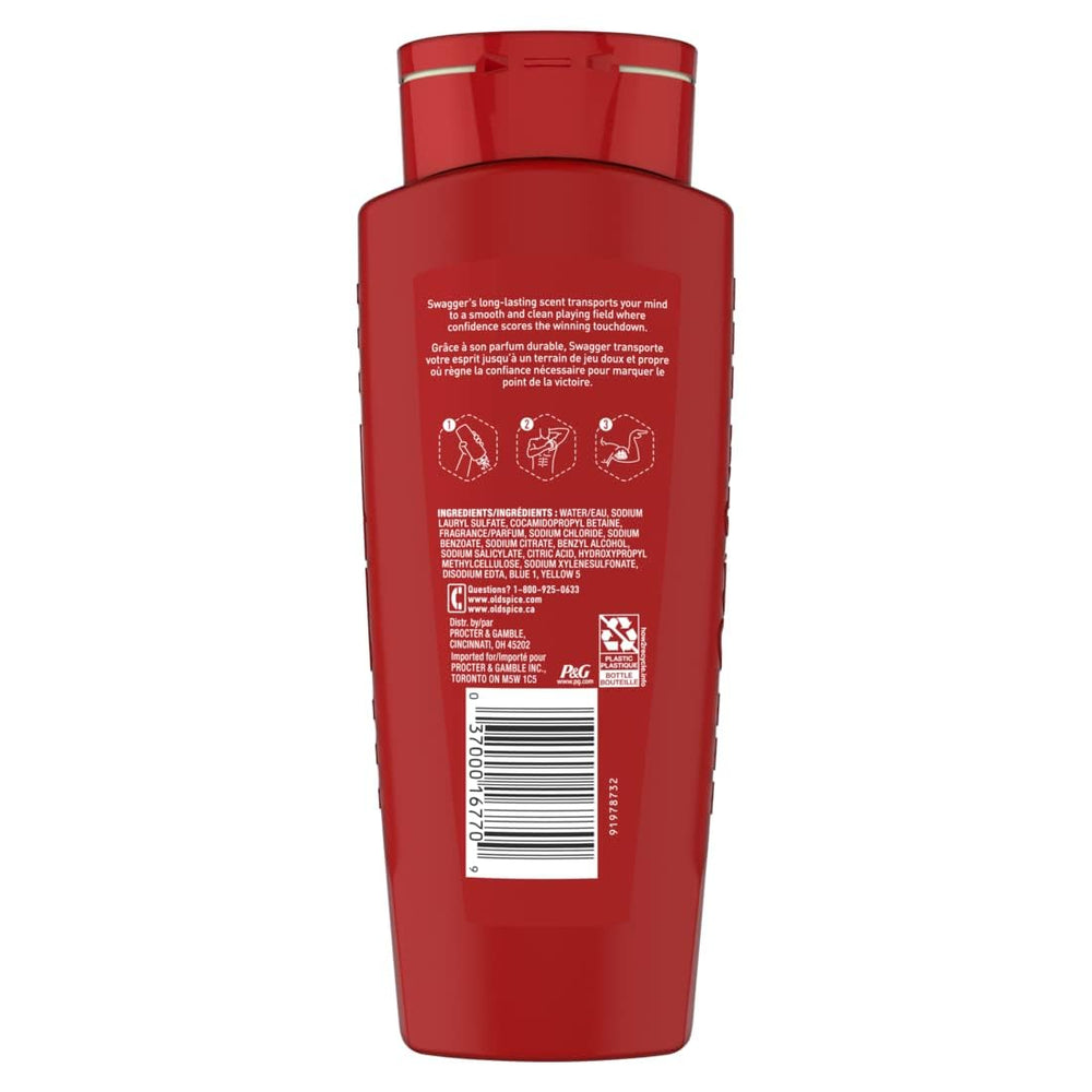 Old Spice Red Zone Swagger, espumosa textura, ducha vigorizante para despertar.