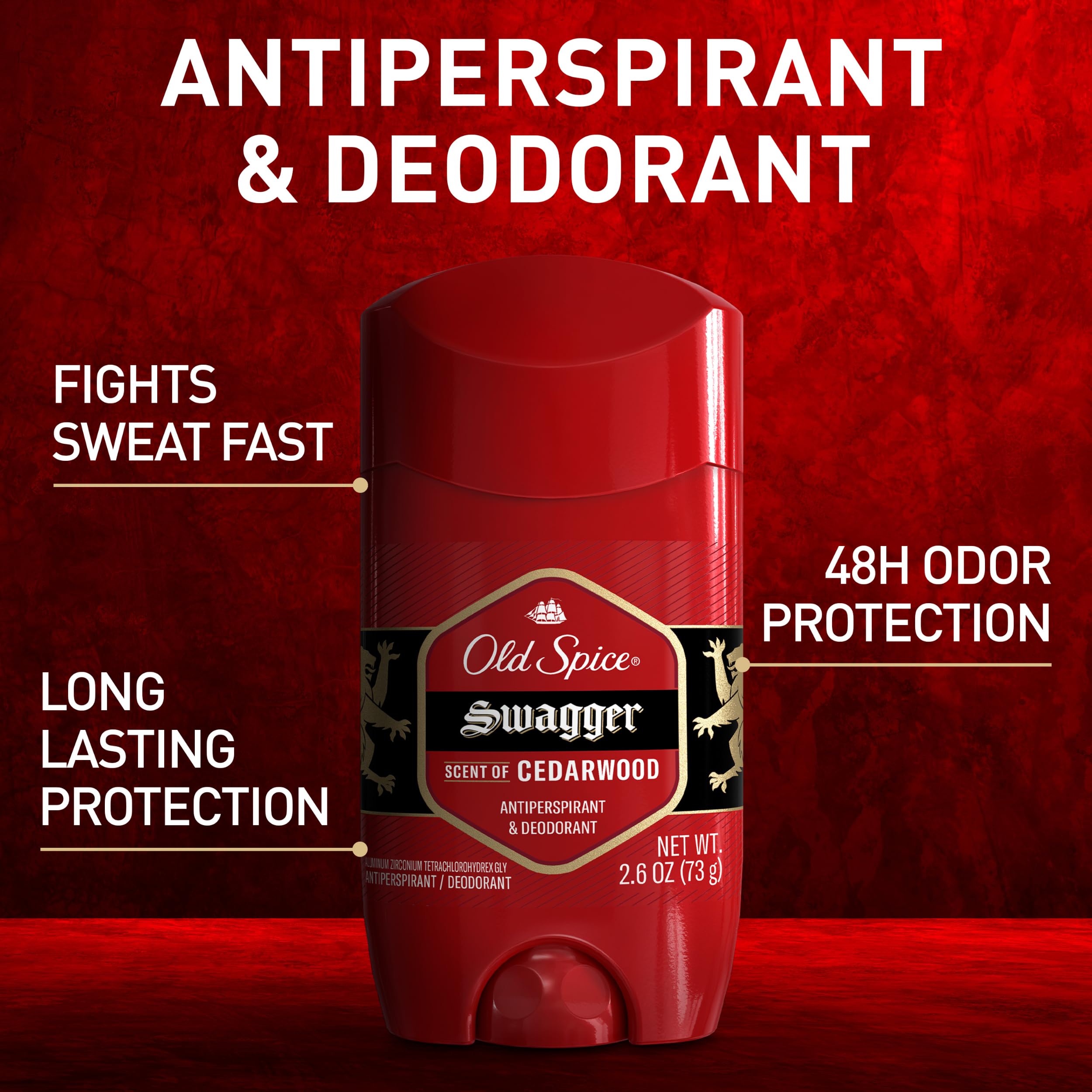 Old Spice Red Zone Swagger solid deodorant applying action for smooth glide and freshness.