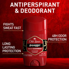 Old Spice Red Zone Swagger solid deodorant applying action for smooth glide and freshness.