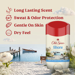 Old Spice Shore deodorant cap close-up with easy grip.