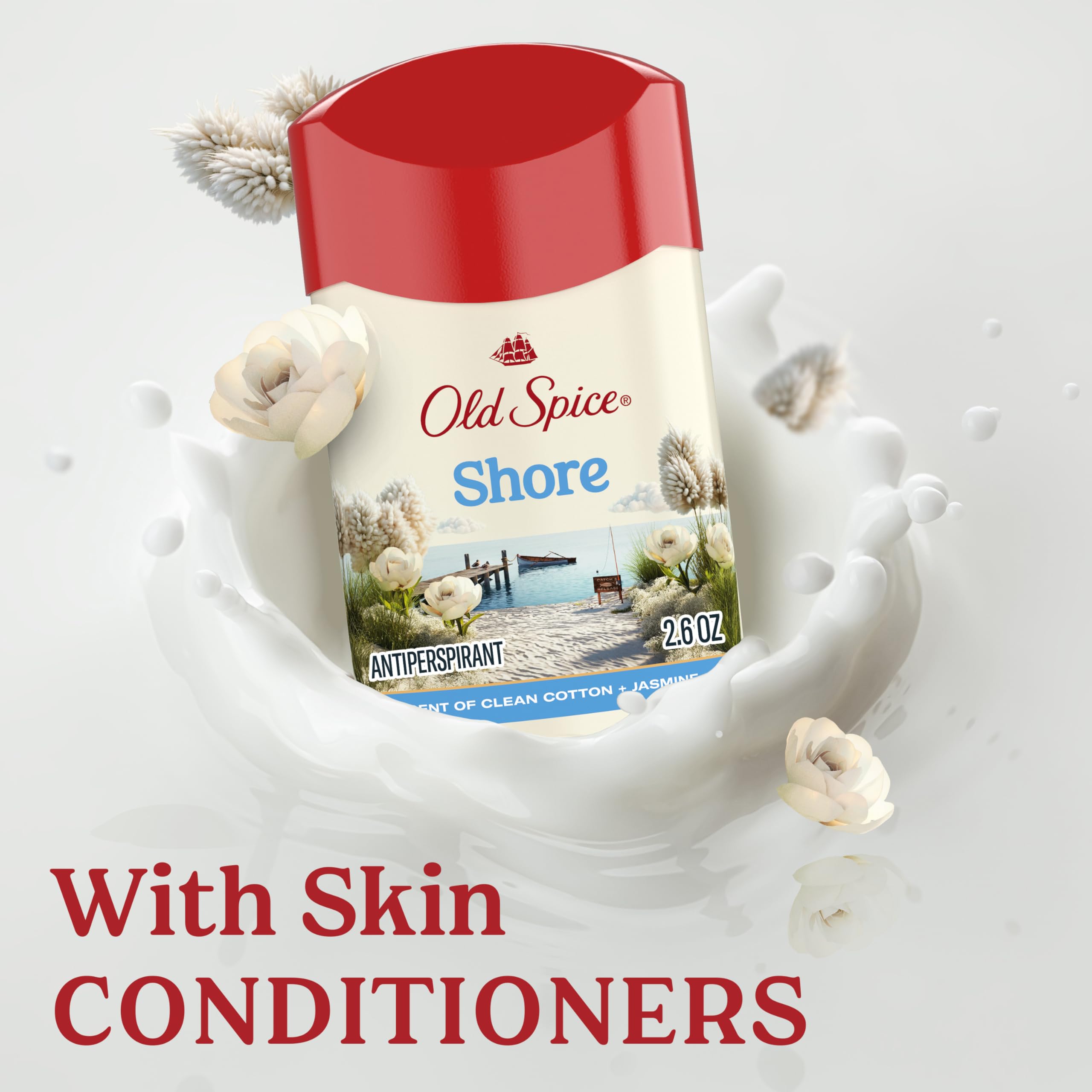 Old Spice Shore deodorant packaging mockup on clean background.