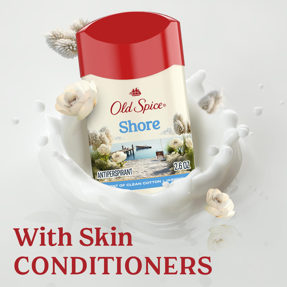 Old Spice Shore deodorant packaging mockup on clean background.