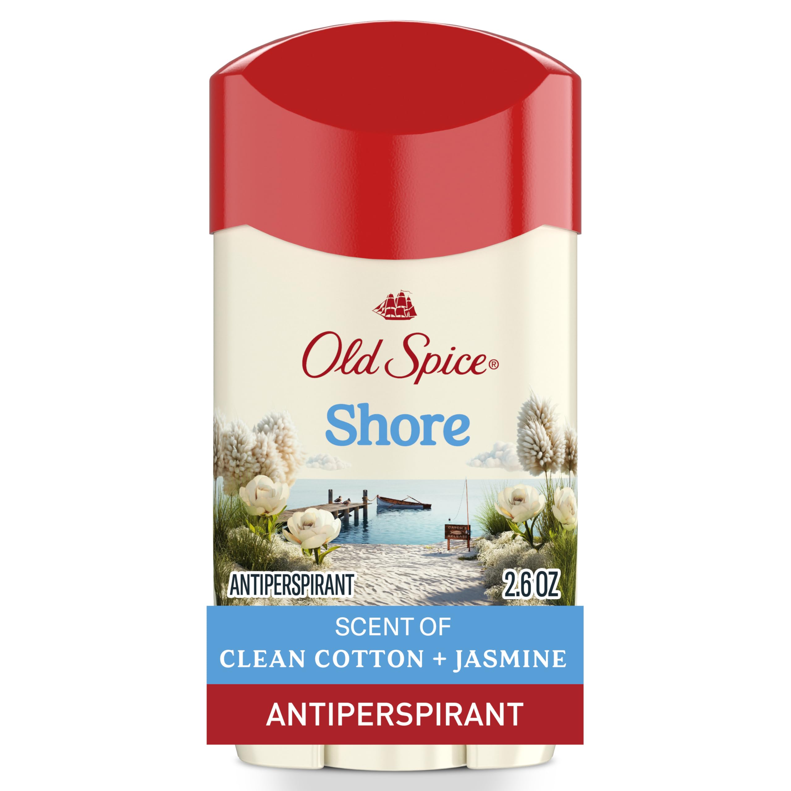 Old Spice Shore deodorant stick front view for all-day freshness.
