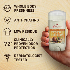 Old Spice barra sin aluminio, vainilla-shea, cuidado suave para la piel