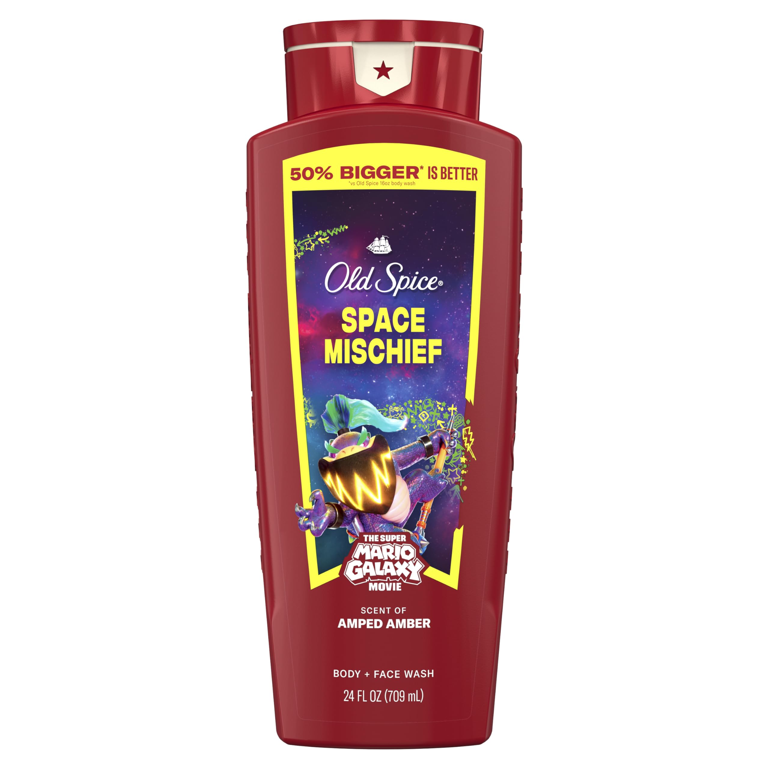Old Spice Space Mischief bottle front showing bold branding for daily wash