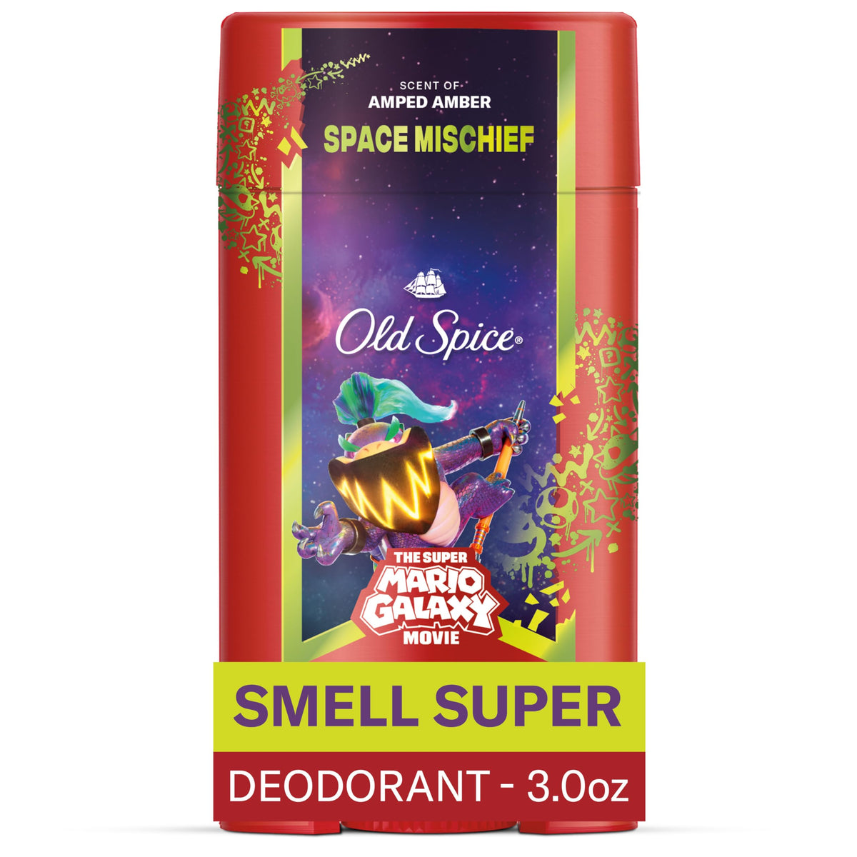 Old Spice Space Mischief deodorant stick with space-themed design for all-day freshness