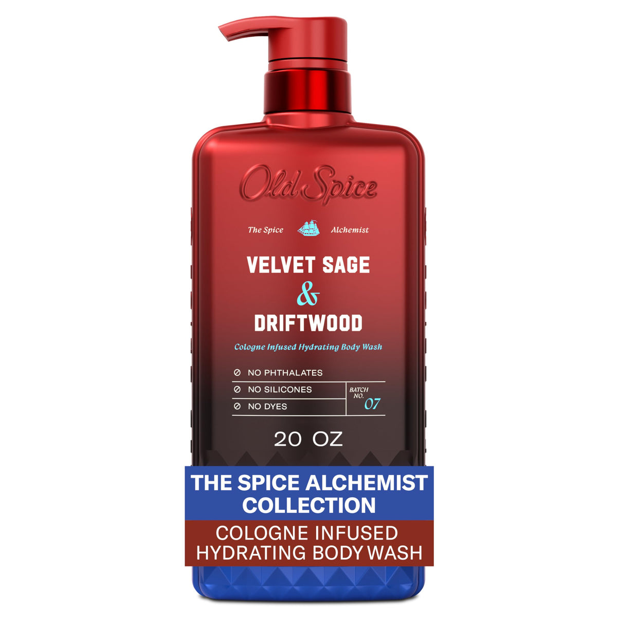 Old Spice Spice Alchemist Velvet Sage Driftwood en botella, aroma duradero para el día.