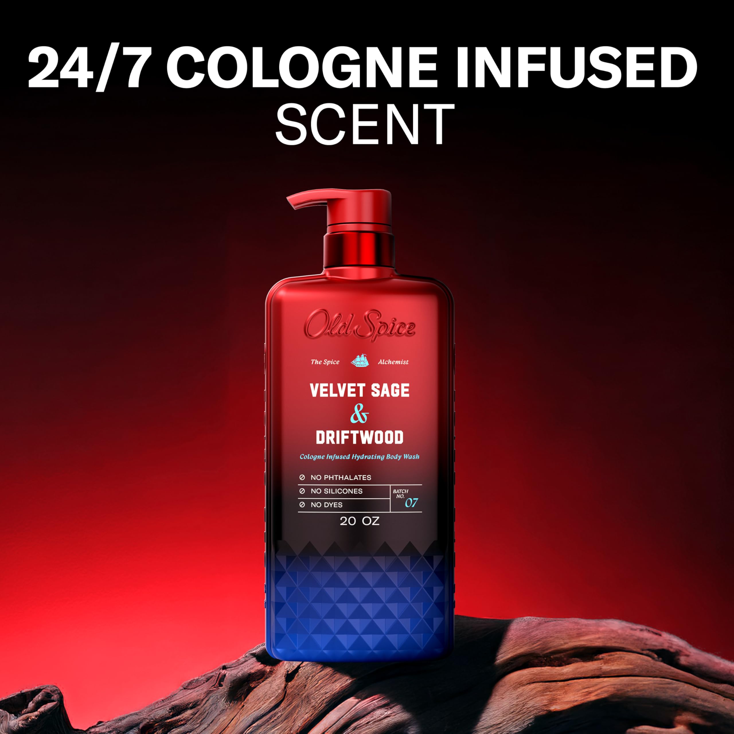 Old Spice Spice Alchemist Velvet Sage Driftwood con espuma cremosa para duchas revitalizantes.