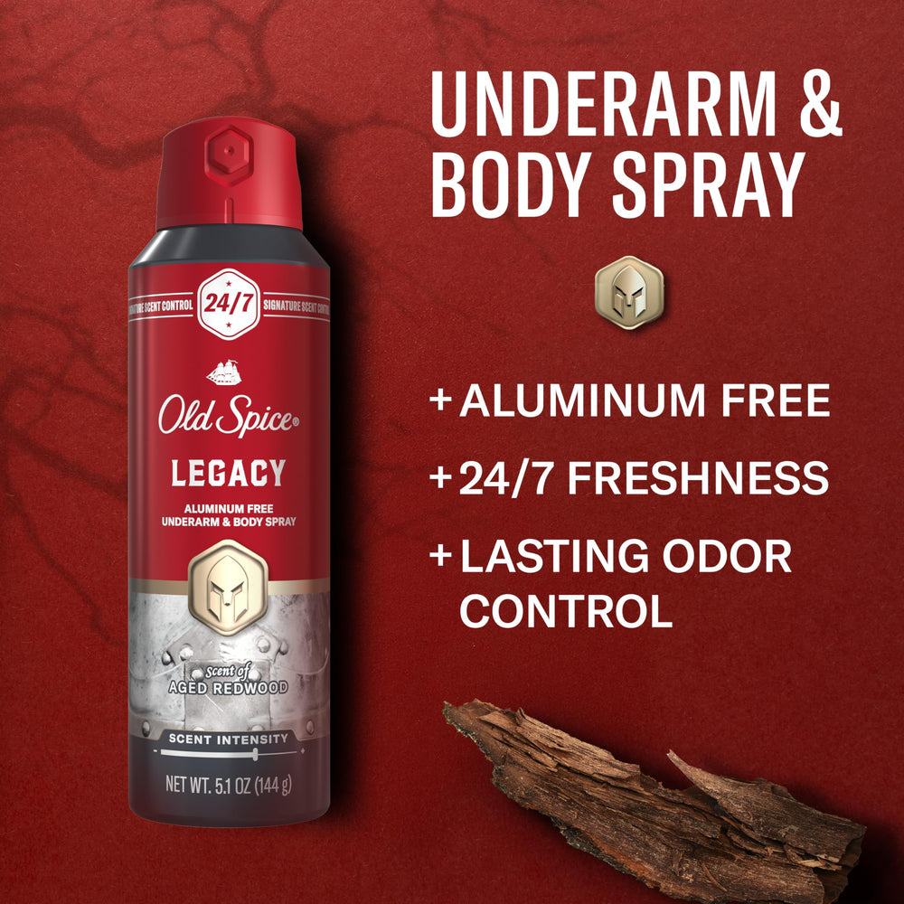 Old Spice spray corporal fragancia distintiva 24/7 para un aroma único.