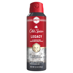 Old Spice spray corporal sin aluminio 24/7, frescura continua durante el día.