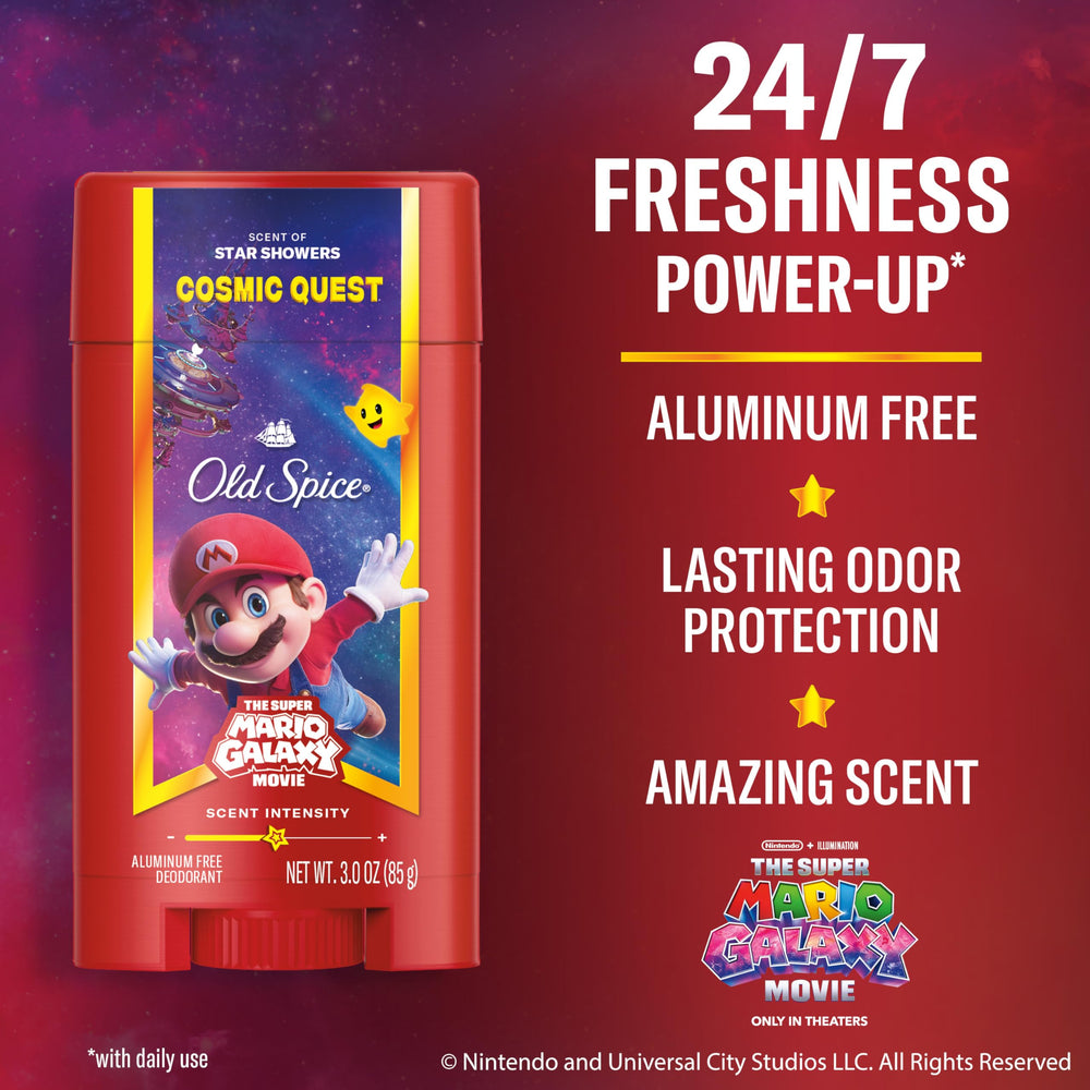 Old Spice Star Showers scent packaging highlighting space-themed fragrance experience.