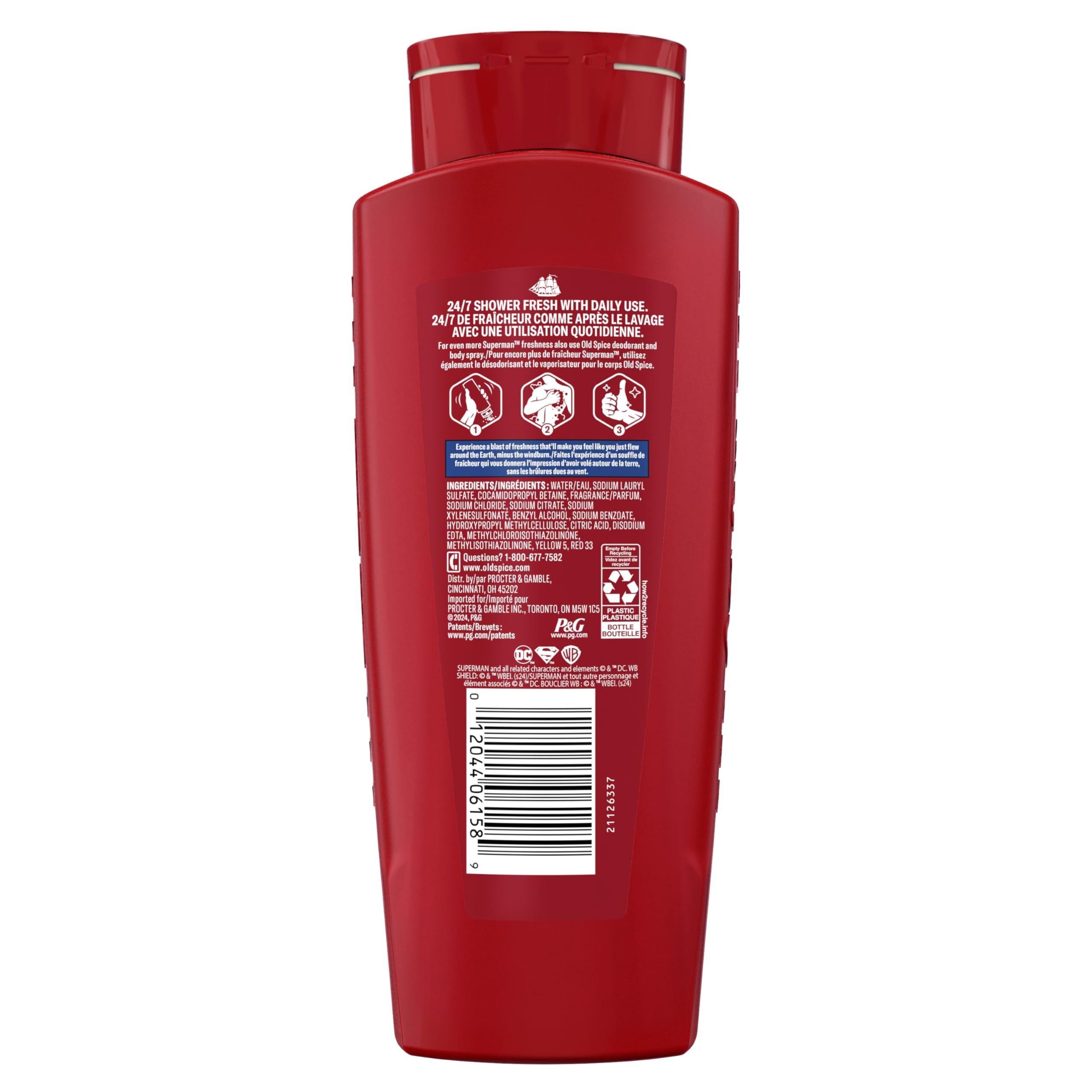 Old Spice Superman, uso recomendado con desodorante para sensación prolongada.