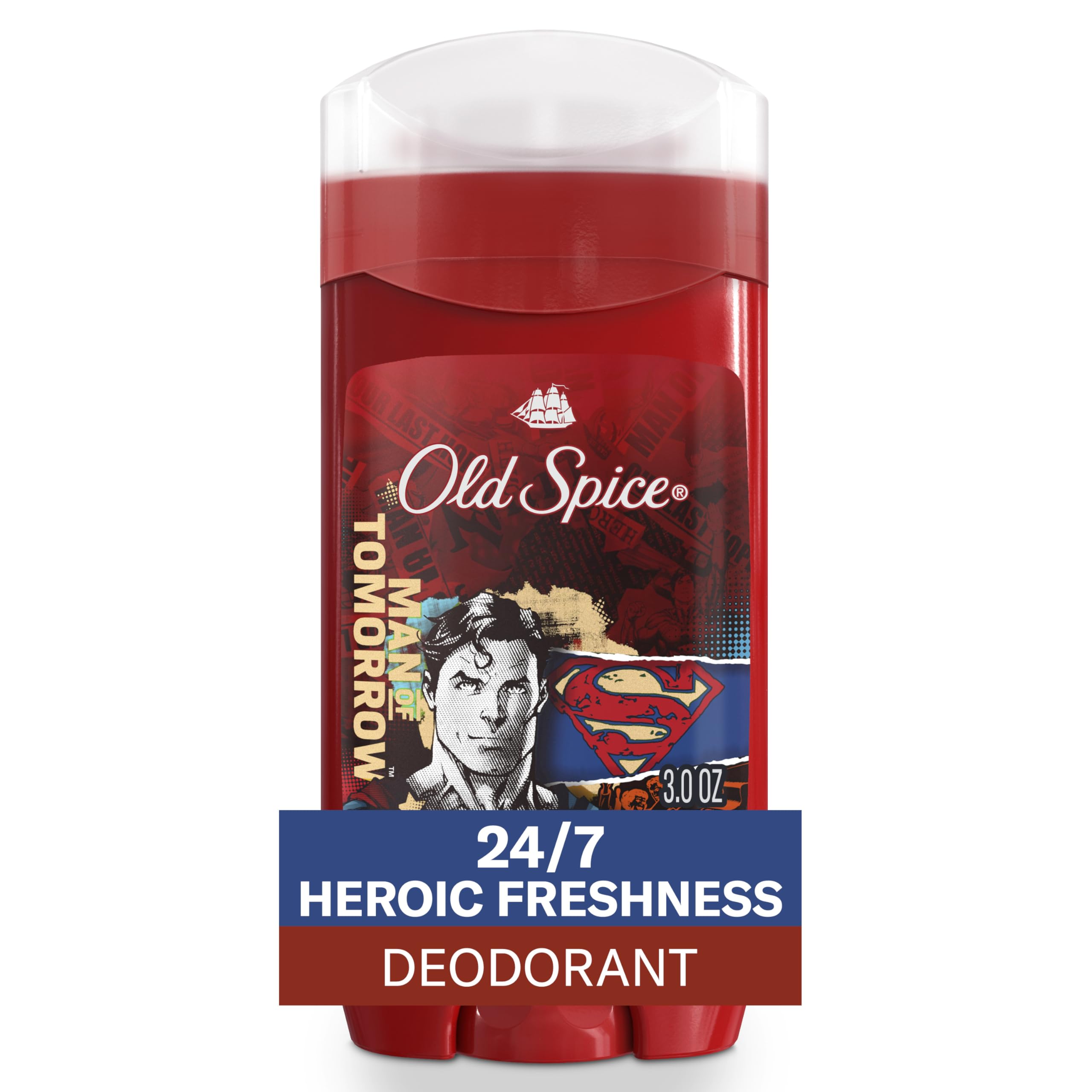 Desodorante Old Spice Superman en empaque de 3 oz con protección duradera.