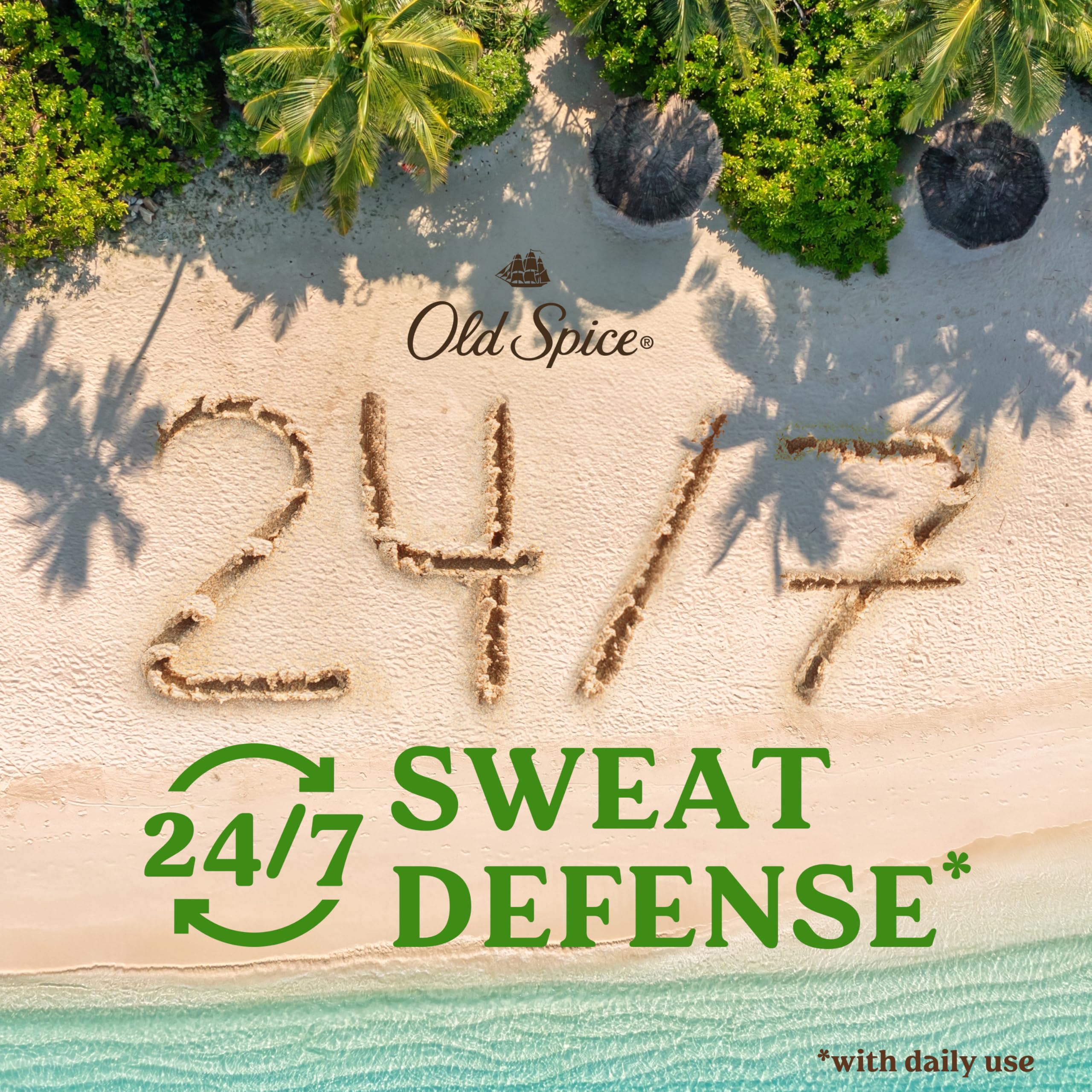 Old Spice Sweat Defense Fiji scent image evokes tropical freshness for odor control.