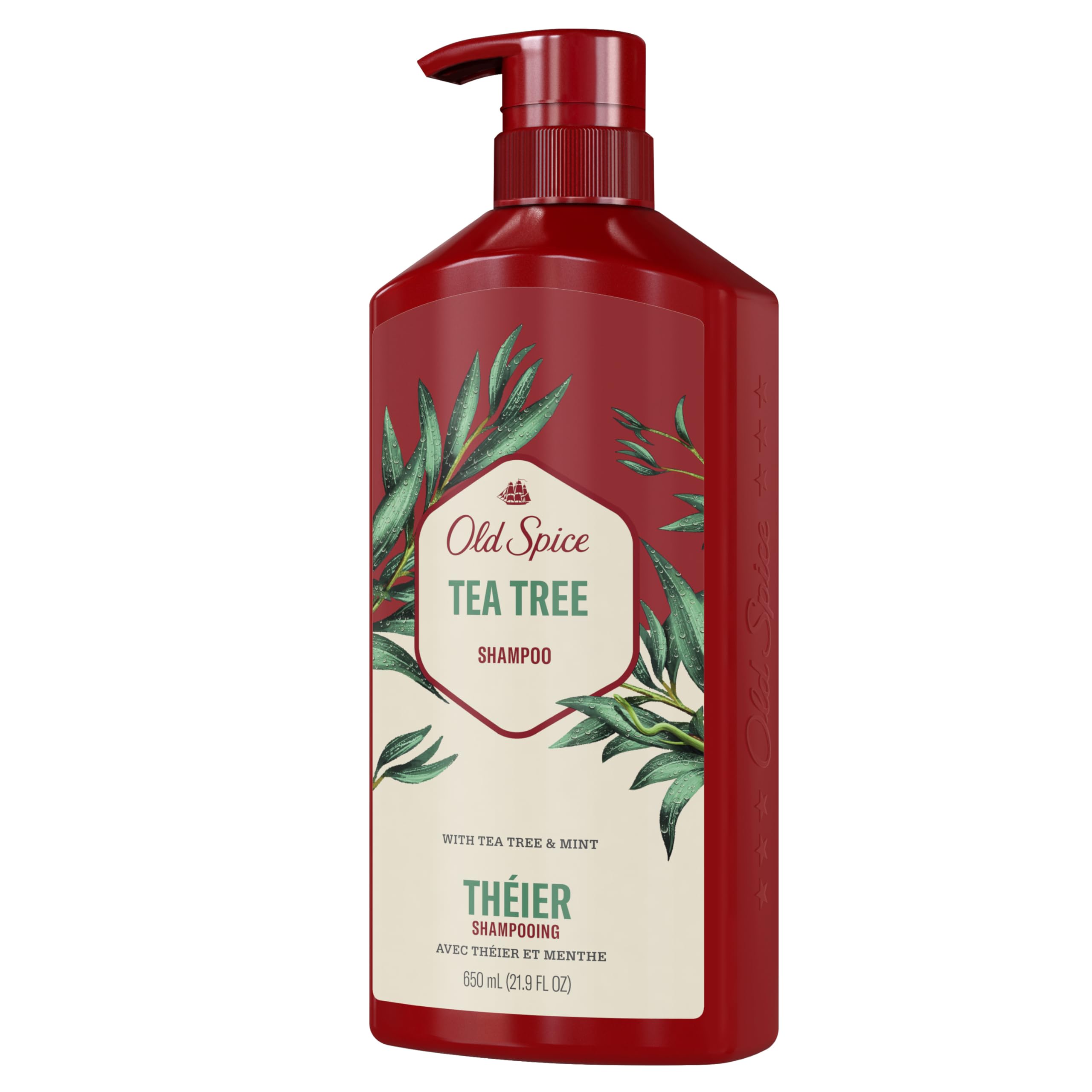 Cabello hidratado y suave gracias a Old Spice Tea Tree Champú para hombres.