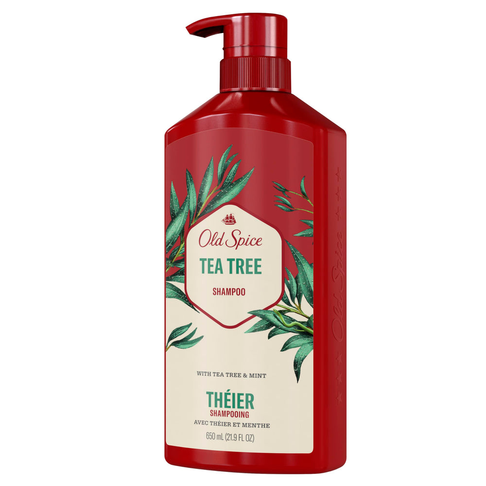Cabello hidratado y suave gracias a Old Spice Tea Tree Champú para hombres.
