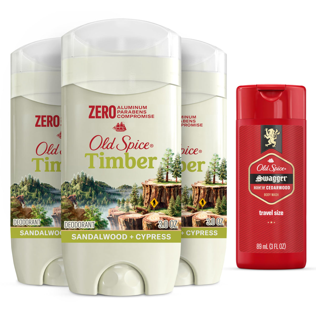 Old Spice Timber deodorant sandalwood image shows a fresh daily wear scent.