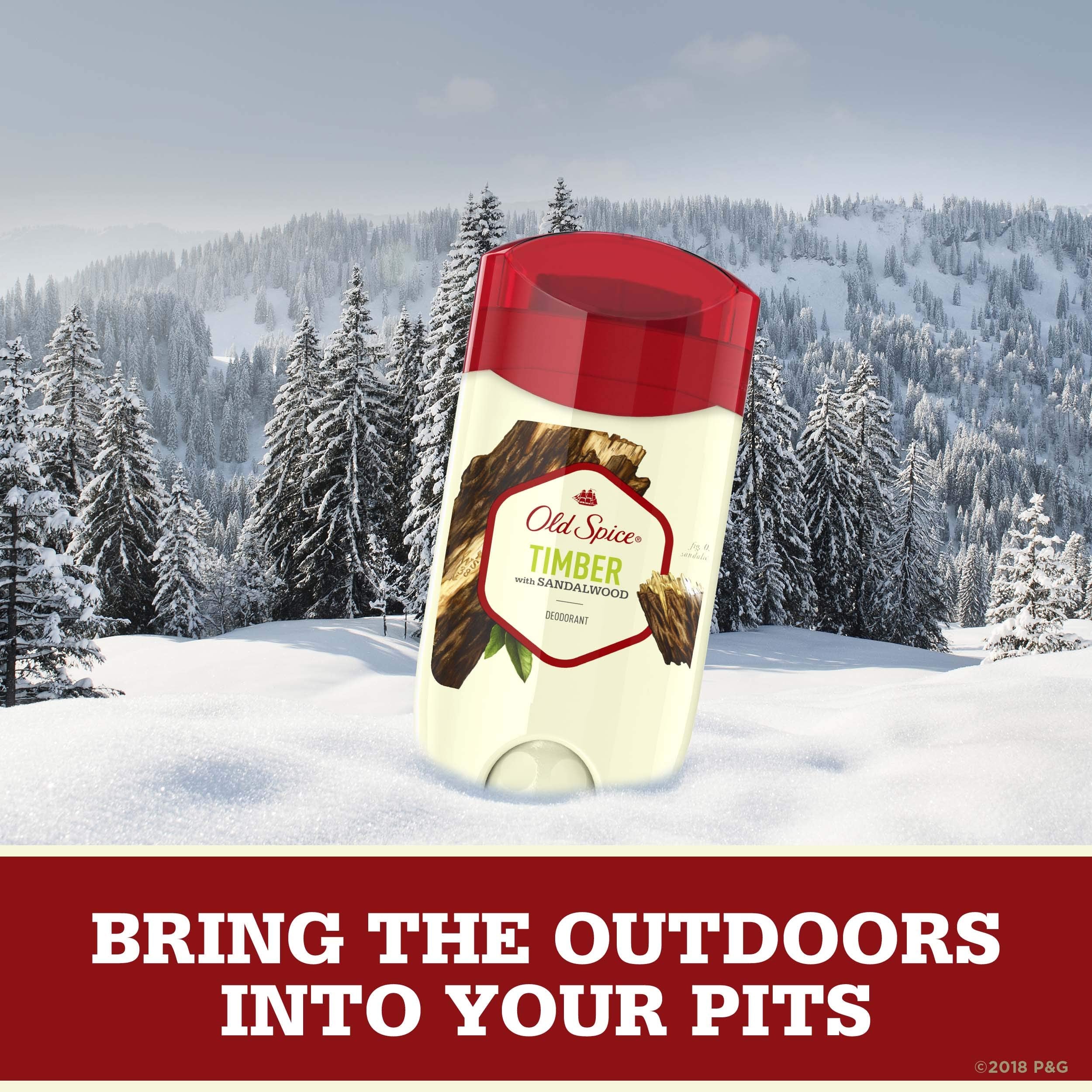 Old Spice Timber with Sandalwood carries a fresh woodsy aroma for daily use.